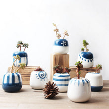 Set of 8 Hand Painted Mini Ceramic Succulent Pots
