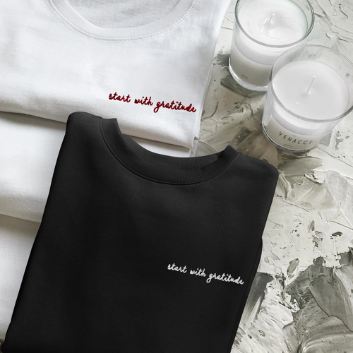 Start with Gratitude Unisex Embroidered Sweatshirt