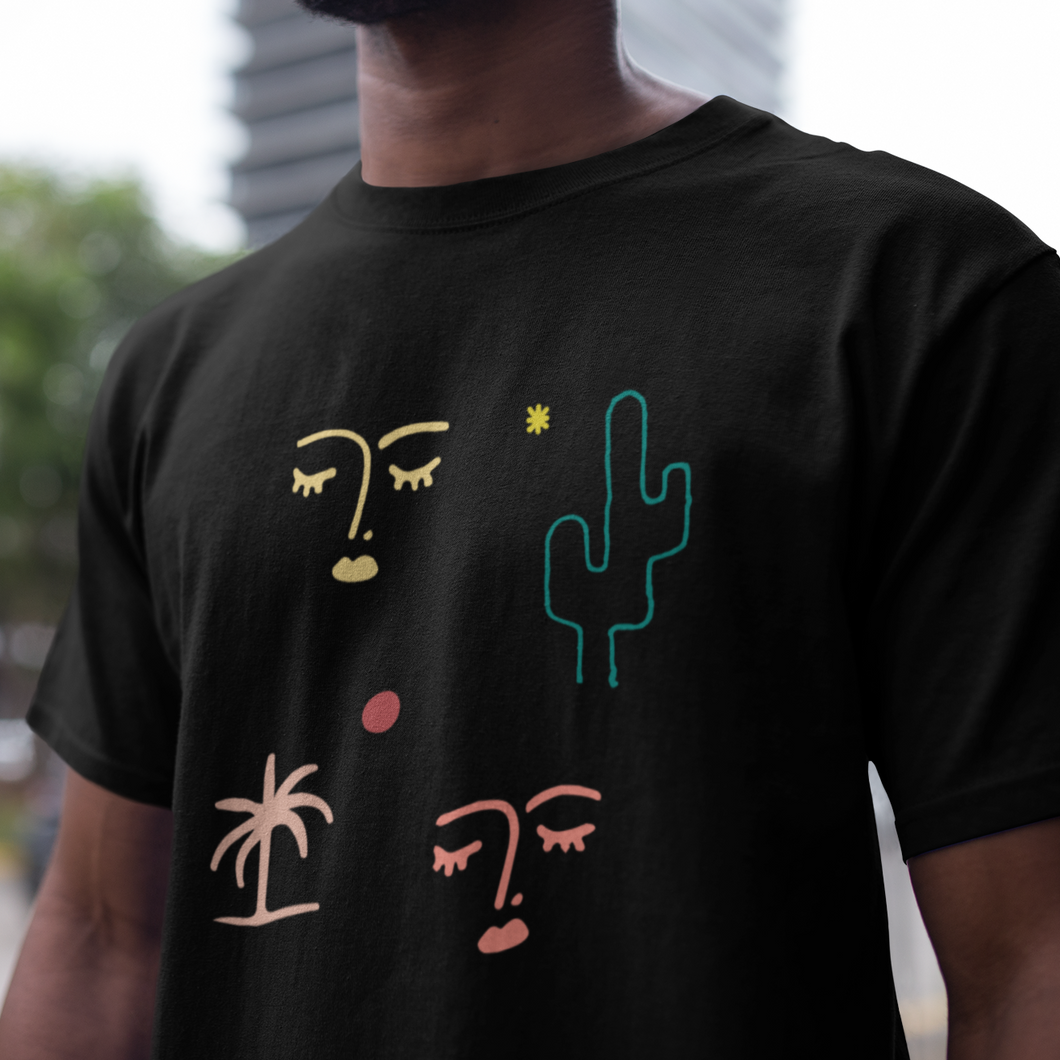Abstract Faces Unisex Crew Neck Tee