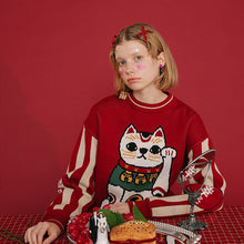 Lucky Cat Pullover Christmas Sweater