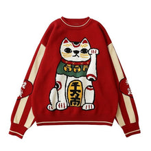Lucky Cat Pullover Christmas Sweater